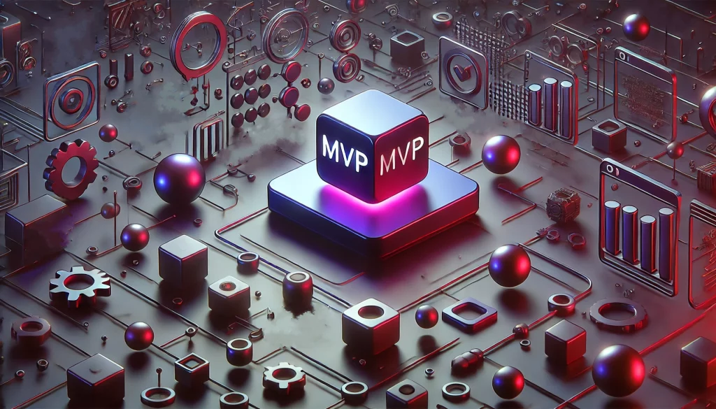 Illustration on the MVP development process, including feature prioritization and user feedback integration.